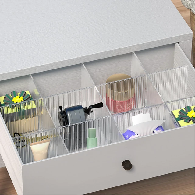Alt view image 2 of 6 - 8pcs Adjustable Grid Drawer Dividers DIY Plastic Closet Separator Tidy Organizer Container 32.5 * 7cm/ 12.8 * 2.8inch for Underwear Socks Belt Office Supplies(Transparent White)