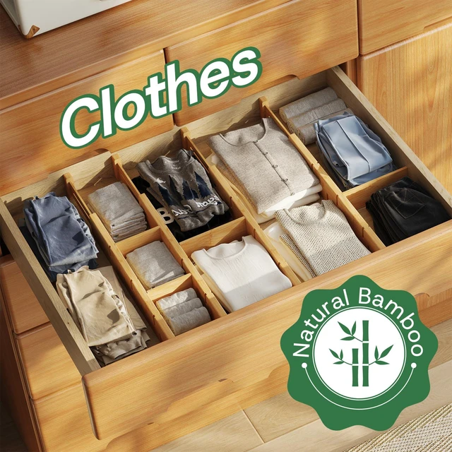 Alt view image 7 of 7 - Kitchen Drawer Dividers - Adjustable Drawer Organizer for Clothes, Kitchen, Closet & Office - 4 Pack with Inserts, 18-22.6 Inches, Non-Slip Silicone Ends
