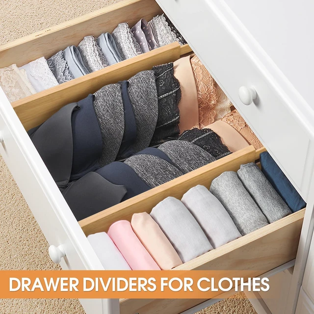Alt view image 5 of 7 - Bamboo Drawer Dividers, Adjustable Drawer Organizers, Fits 12.616" Drawers | 2.5" High, 4 Pack Expandable Drawer Separators for Kitchen, Nursery, Dressers & Office Storage, Natural