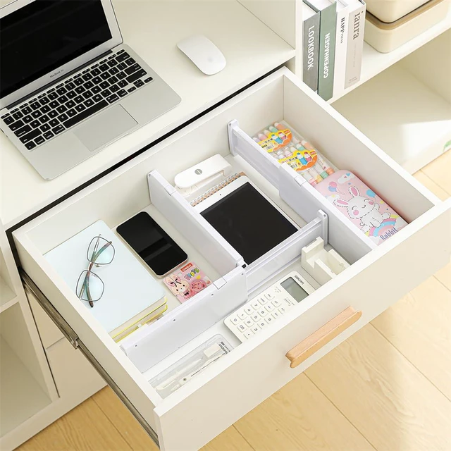 Alt view image 4 of 7 - Drawer Dividers Dresser Drawer Organizer 3 Pack Adjustable Kitchen Drawers Divider Plastic Separators for Clothes Desk Office Storage