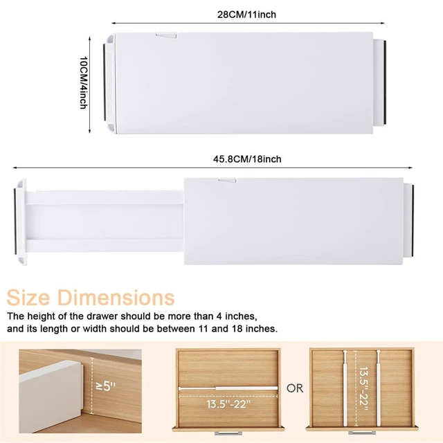 Alt view image 2 of 7 - Drawer Dividers Dresser Drawer Organizer 3 Pack Adjustable Kitchen Drawers Divider Plastic Separators for Clothes Desk Office Storage