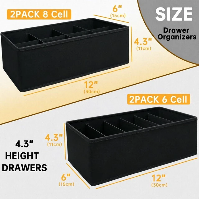 Alt view image 2 of 5 - 4 PACK Sock Underwear Drawer Organizer Dividers, Collapsible Cabinet Closet Storage Boxes for Clothes, Socks, Lingerie, Underwear, Tie, Belt,Bedroomedroom