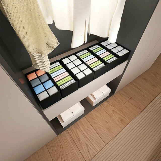 Alt view image 5 of 5 - 4 PACK Sock Underwear Drawer Organizer Dividers, Collapsible Cabinet Closet Storage Boxes for Clothes, Socks, Lingerie, Underwear, Tie, Belt,Bedroomedroom