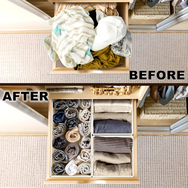Alt view image 3 of 7 - Underwear Drawer Organizer, Set of 6, Beige | for Lingerie/Undergarment/Bra/Panty/Sock/Onesie