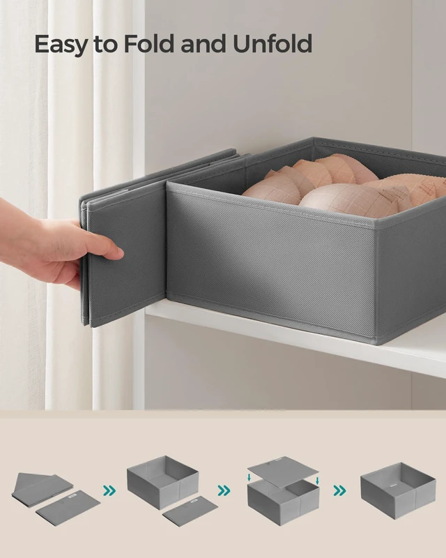 Alt view image 6 of 7 - Drawer Organizers, Set of 12, Foldable Fabric Storage Boxes | Dresser Organizers for Socks, Underwear, Bras, Ties, Scarves, Dove Gray, TINA Collection URDZ006G02