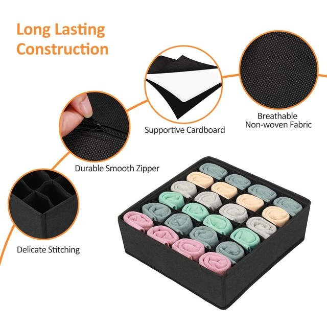 Alt view image 3 of 7 - 4 Pcs Underwear Drawer Organizers Divider, Closet Socks Organizer and Storage Boxes for Lingerie, Bra, Undies