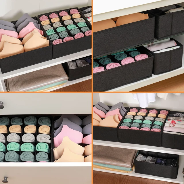 Alt view image 6 of 7 - 4 Pcs Underwear Drawer Organizers Divider, Closet Socks Organizer and Storage Boxes for Lingerie, Bra, Undies