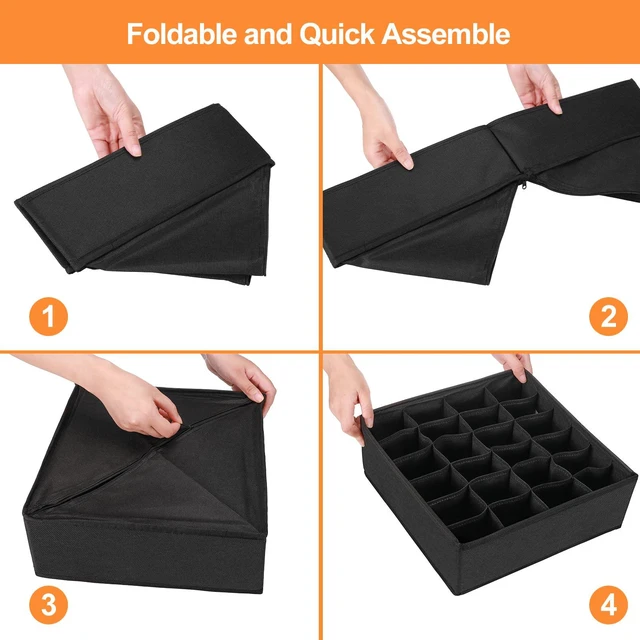 Alt view image 5 of 7 - 4 Pcs Underwear Drawer Organizers Divider, Closet Socks Organizer and Storage Boxes for Lingerie, Bra, Undies