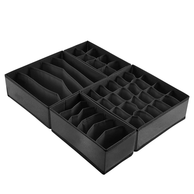 Alt view image 7 of 7 - 4 Pcs Underwear Drawer Organizers Divider, Closet Socks Organizer and Storage Boxes for Lingerie, Bra, Undies