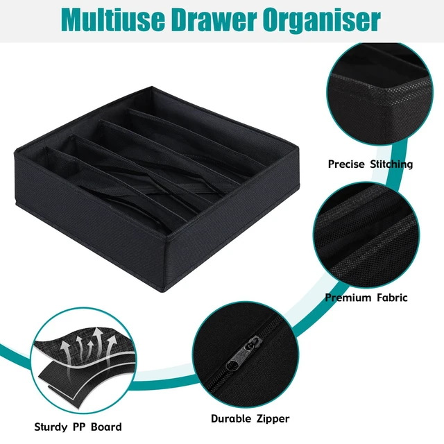 Alt view image 7 of 7 - Bra Storage Drawers Organizer for Clothing Underwear Drawer Organizer Dividers Black Foldable Storage Cube Bins for Bra,Socks, Underwear,3 Pack Black