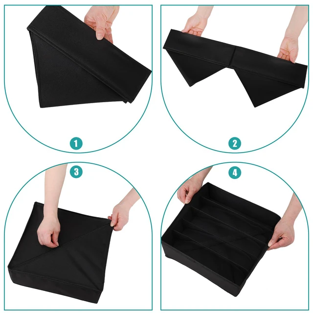Alt view image 5 of 7 - Bra Storage Drawers Organizer for Clothing Underwear Drawer Organizer Dividers Black Foldable Storage Cube Bins for Bra,Socks, Underwear,3 Pack Black