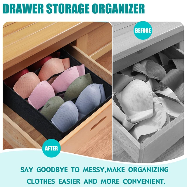 Alt view image 3 of 7 - Bra Storage Drawers Organizer for Clothing Underwear Drawer Organizer Dividers Black Foldable Storage Cube Bins for Bra,Socks, Underwear,3 Pack Black