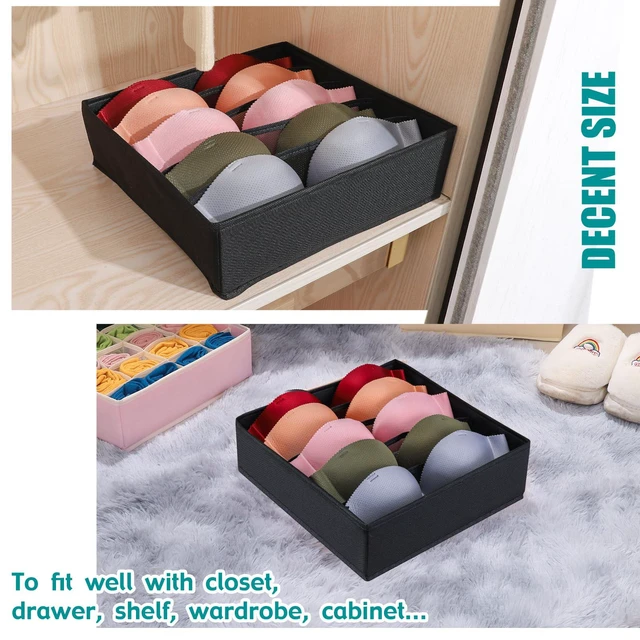 Alt view image 4 of 7 - Bra Storage Drawers Organizer for Clothing Underwear Drawer Organizer Dividers Black Foldable Storage Cube Bins for Bra,Socks, Underwear,3 Pack Black