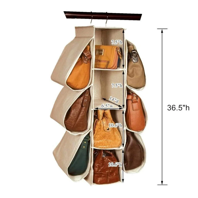 Alt view image 2 of 7 - Hanging Purse Handbag Organizer Homewares Nonwoven 10 Pockets Hanging Closet Storage Bag