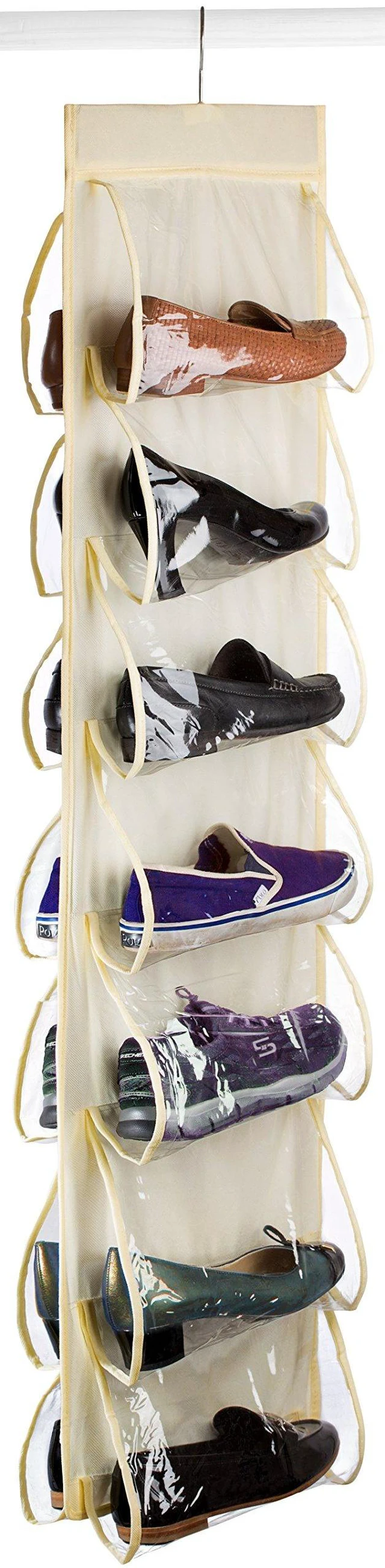 Main image of Hanging Shoe Organizer - 14 Pockets - Clear Pockets Will Protect Your Shoes, Handbags, Purse & Enable You to Find Them Easily. Hang it in a Closet to Keep Your Closet Neat & Organized.