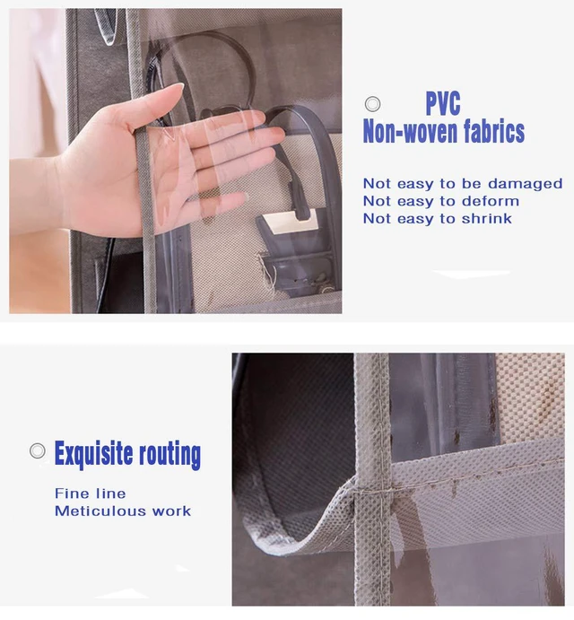 Alt view image 7 of 7 - 1 Pack Hanging Handbag Purse Organizer for Closet, Womens Purse Storage Organizers, Hand bag Organizer Holder, Wardrobe Purse Organizer 8 Pockets Space Saving 41 L x 13.5W (B-Black)