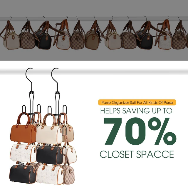 Alt view image 4 of 7 - Purse Hanger Purse Organizer for Closet,Rotatable Metal Bag Organizer,Purse Holder for Handbags,Belts,Scarves,Tote,Baseball Hats,Backpacks(Black)