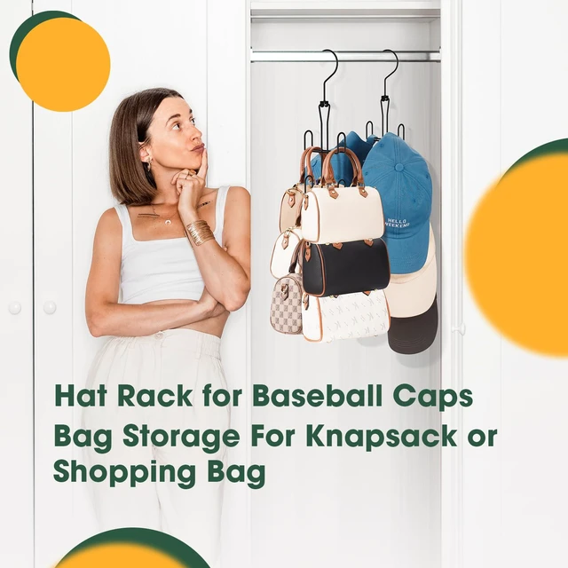 Alt view image 5 of 7 - Purse Hanger Purse Organizer for Closet,Rotatable Metal Bag Organizer,Purse Holder for Handbags,Belts,Scarves,Tote,Baseball Hats,Backpacks(Black)