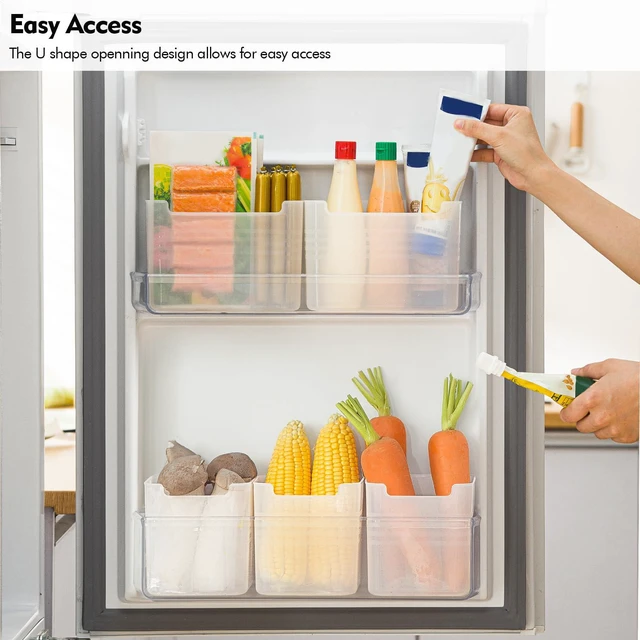 Alt view image 2 of 6 - Refrigerator Organizer Box, Fridge Side Door Storage Containers Plastic Translucent Set of 5 (2M+3S)