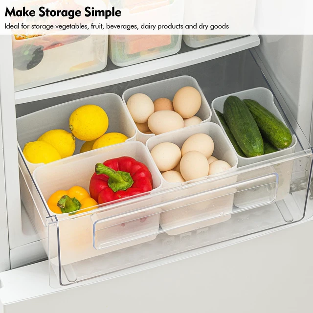 Alt view image 3 of 6 - Refrigerator Organizer Box, Fridge Side Door Storage Containers Plastic Translucent Set of 5 (2M+3S)