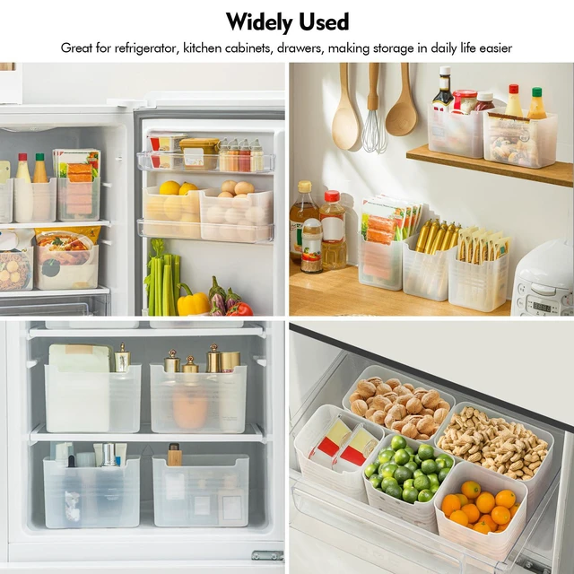 Alt view image 4 of 6 - Refrigerator Organizer Box, Fridge Side Door Storage Containers Plastic Translucent Set of 5 (2M+3S)