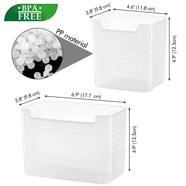 Alt view image 6 of 6 - Refrigerator Organizer Box, Fridge Side Door Storage Containers Plastic Translucent Set of 5 (2M+3S)