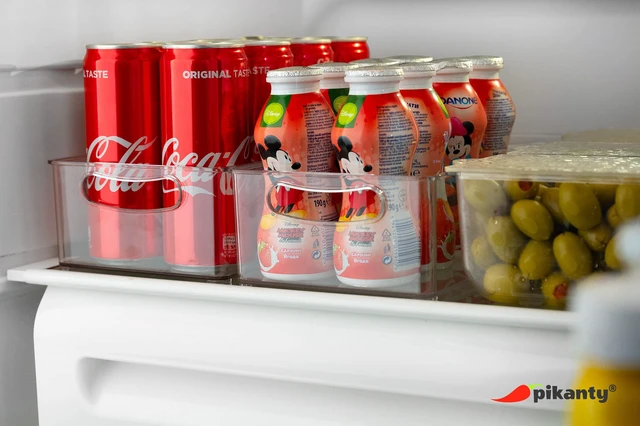 Alt view image 6 of 7 - Clear Refrigerator Organizer Bin with Handles 11 Inch Compact Stackable Fridge and Pantry Storage Container for Snacks, Yogurt, Condiments, Dishwasher Safe, Made in USA