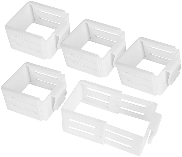 Main image of 5 Pack Adjustable Drawer Dividers for Fridge Side Organizer, Retractable Refrigerator Door Case with Snap-On, Plastic Fridge Accessories for Sorting Drawer and Storage (White)
