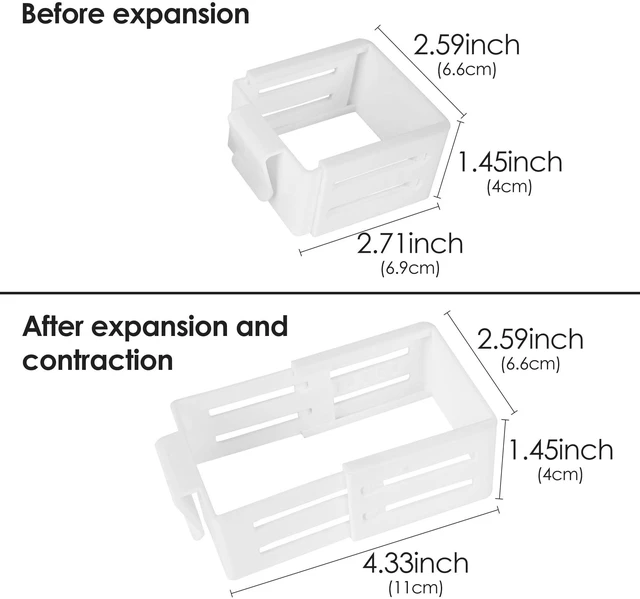 Alt view image 2 of 6 - 5 Pack Adjustable Drawer Dividers for Fridge Side Organizer, Retractable Refrigerator Door Case with Snap-On, Plastic Fridge Accessories for Sorting Drawer and Storage (White)
