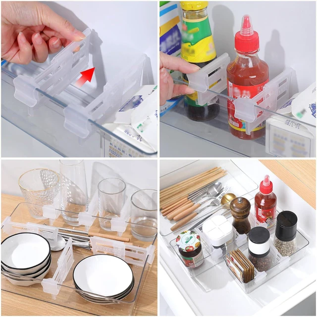 Alt view image 5 of 5 - 12PCS Adjustable Fridge Side Door Divider Kitchen Fridge Shelves Polypropylene Sorting Divider for Sorting Drawer and Storage Box