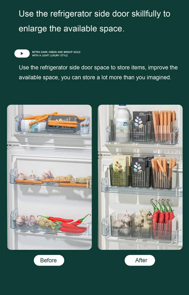 Alt view image 4 of 7 - 2 Pack Adhesive Wall Storage Bins, Cabinet Door Organizer, Clear | 4 Adhesive Pads, No Drill, Renter Friendly, BPA-Free PET, Stackable; for Fridge, Kitchen, Bathroom, Countertops, Pantry