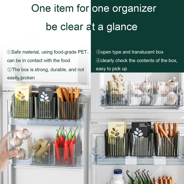 Alt view image 5 of 7 - 2 Pack Adhesive Wall Storage Bins, Cabinet Door Organizer, Clear | 4 Adhesive Pads, No Drill, Renter Friendly, BPA-Free PET, Stackable; for Fridge, Kitchen, Bathroom, Countertops, Pantry