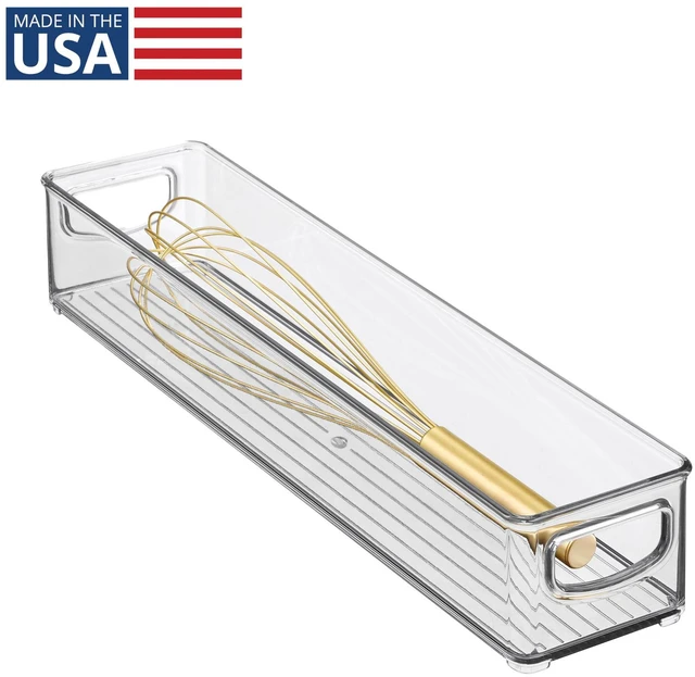 Alt view image 2 of 7 - Slim Clear Plastic Storage Bin Organizer, Extra Long Narrow | Stackable, For Kitchen and Pantry