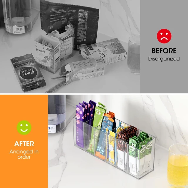 Alt view image 4 of 7 - Drink Packet Organizer, Mountable Water Packet Organization Holder with Adhesive & Magnetic Sticker, Pantry Organizers Kitchen Storage for Countertop Table Fridge Cabinet