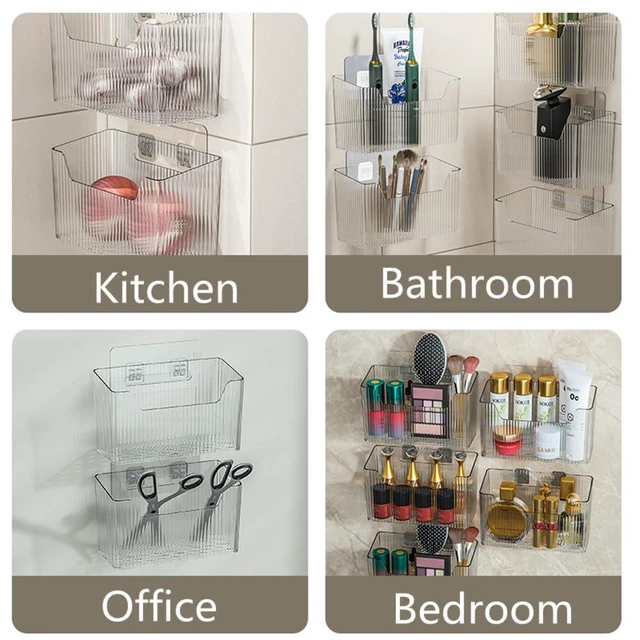 Alt view image 6 of 6 - 2 Pack Adhesive Cabinet Door Organizer, Storage Bins Lid Organizer Cabinet Wall Mount Pantry Door Caddy Containers for Kitchen Bathroom Countertops