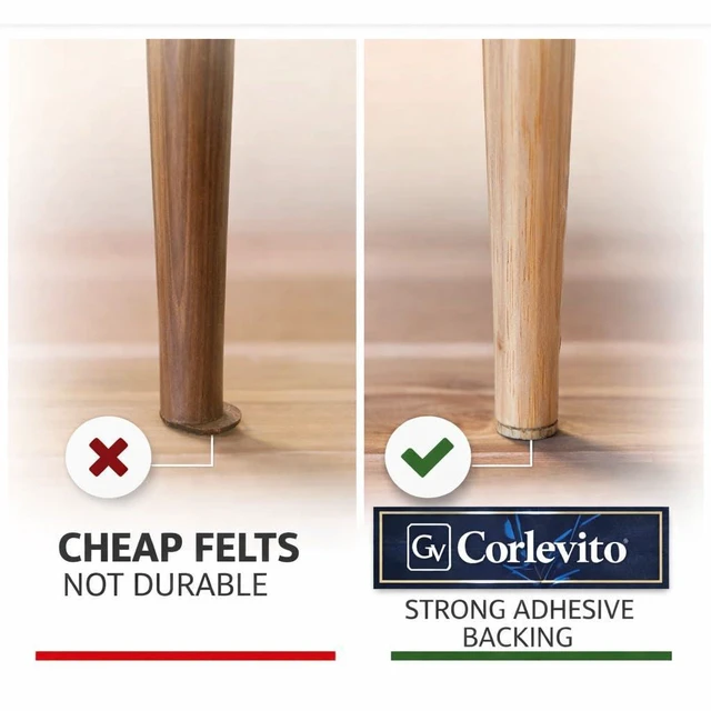 Alt view image 5 of 7 - Felt Furniture Pads Corlevito 50 PCS (0.8") Chair Leg Floor Protectors for Hardwood Floors, Strong Adhesive Anti Scratch Felt Pads for Furniture, Noise Reducing Furniture Pads (Brown)