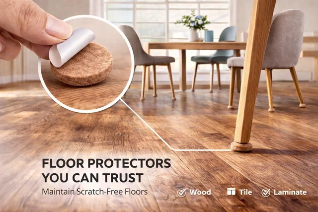 Alt view image 6 of 7 - Felt Furniture Pads Corlevito 50 PCS (0.8") Chair Leg Floor Protectors for Hardwood Floors, Strong Adhesive Anti Scratch Felt Pads for Furniture, Noise Reducing Furniture Pads (Brown)