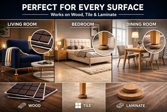 Alt view image 6 of 7 - Felt Furniture Pads Corlevito 50 PCS (0.8") Chair Leg Floor Protectors for Hardwood Floors, Strong Adhesive Anti Scratch Felt Pads for Furniture, Noise Reducing Furniture Pads (Brown, Square)