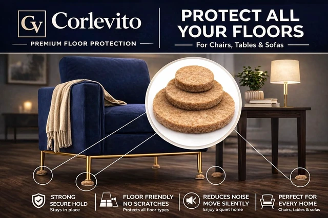 Alt view image 3 of 7 - Felt Furniture Pads Corlevito 50 PCS (0.8") Chair Leg Floor Protectors for Hardwood Floors, Strong Adhesive Anti Scratch Felt Pads for Furniture, Noise Reducing Furniture Pads (Brown)