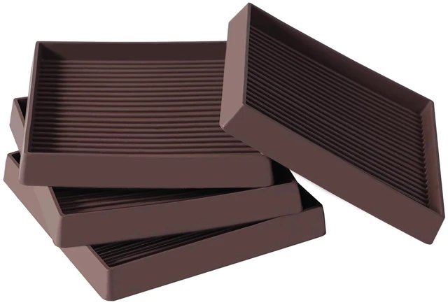Main image of Non Slip Furniture Caster Cups Coasters Pads for Hardwood Floors, 4x4 | flexible rubber, durable, prevent furniture from sliding, easy to install, protect all flooring type