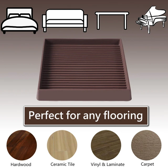 Alt view image 2 of 7 - Non Slip Furniture Caster Cups Coasters Pads for Hardwood Floors, 4x4 | flexible rubber, durable, prevent furniture from sliding, easy to install, protect all flooring type