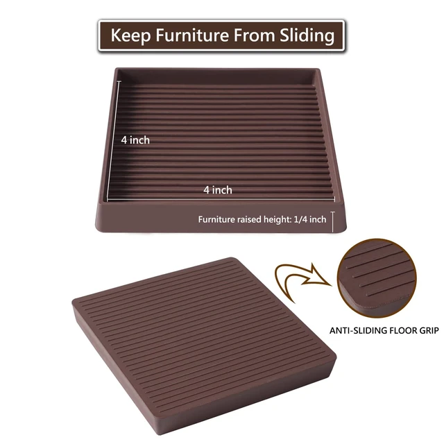 Alt view image 6 of 7 - Non Slip Furniture Caster Cups Coasters Pads for Hardwood Floors, 4x4 | flexible rubber, durable, prevent furniture from sliding, easy to install, protect all flooring type