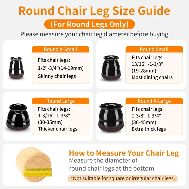 Alt view image 2 of 6 - 16 Pack Round Chair Leg Floor Protectors for Hardwood Floors | Furniture Feet Silicone Covers & Rubber Caps, Felt Pads Protect Wood Floor Scratch & Anti Noise (Fit 1/2"~3/4", 14~19mm)
