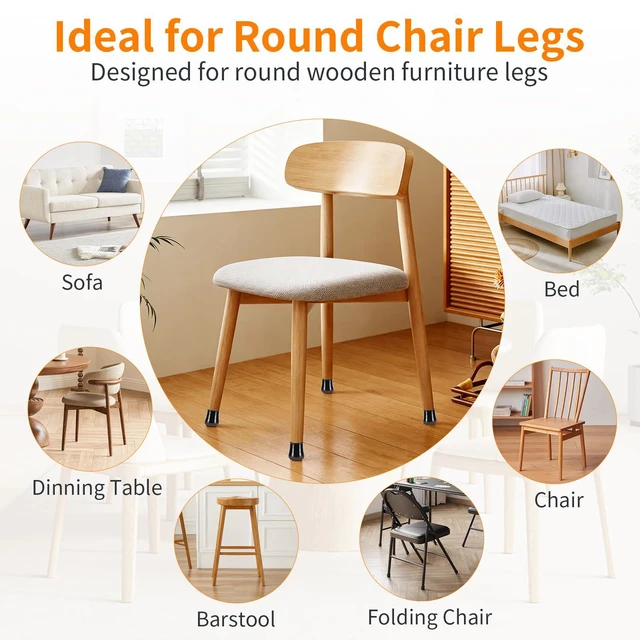 Alt view image 5 of 6 - 16 Pack Round Chair Leg Floor Protectors for Hardwood Floors | Furniture Feet Silicone Covers & Rubber Caps, Felt Pads Protect Wood Floor Scratch & Anti Noise (Fit 1/2"~3/4", 14~19mm)