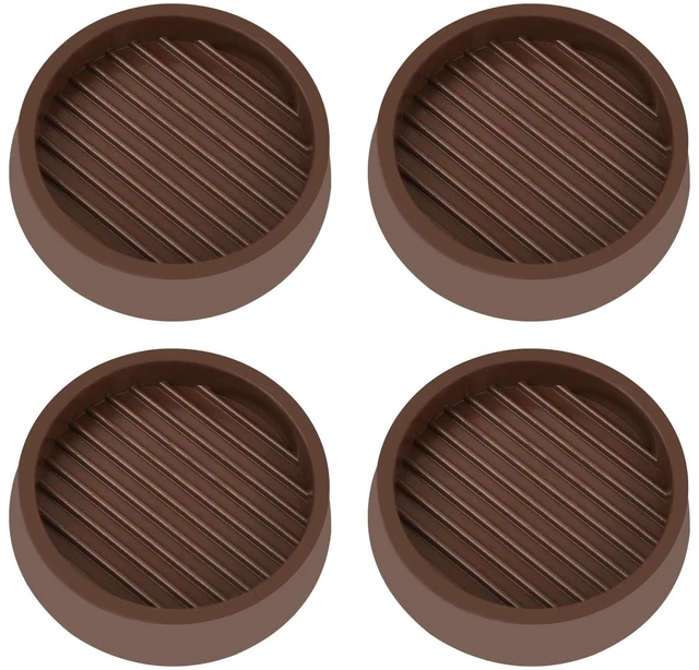 Main image of 2X2 Round Rubber Caster Cups, Non Slip Furniture Pads - 4 Pack | Anti-Slip Gripper, Anti Skid Furniture Feet, Anti Slide Floor Protector for Bed Couch Table Chair Stoppers, Brown