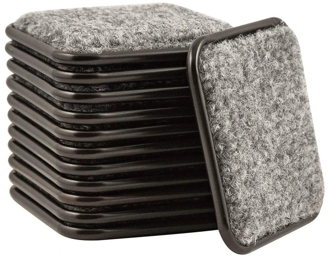 Main image of 2-1/2" Square Reusable Carpet Bottom Furniture Caster Cups for Office Chairs, Desks, and Carts, Furniture Wheel Caster Cups for Carpet and Hardwood Surfaces, 12-Pack, Brown/Gray