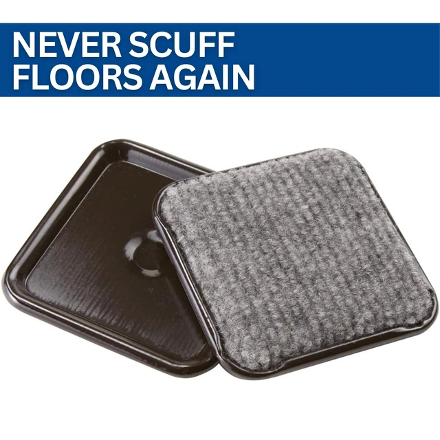 Alt view image 2 of 6 - 2-1/2" Square Reusable Carpet Bottom Furniture Caster Cups for Office Chairs, Desks, and Carts, Furniture Wheel Caster Cups for Carpet and Hardwood Surfaces, 12-Pack, Brown/Gray
