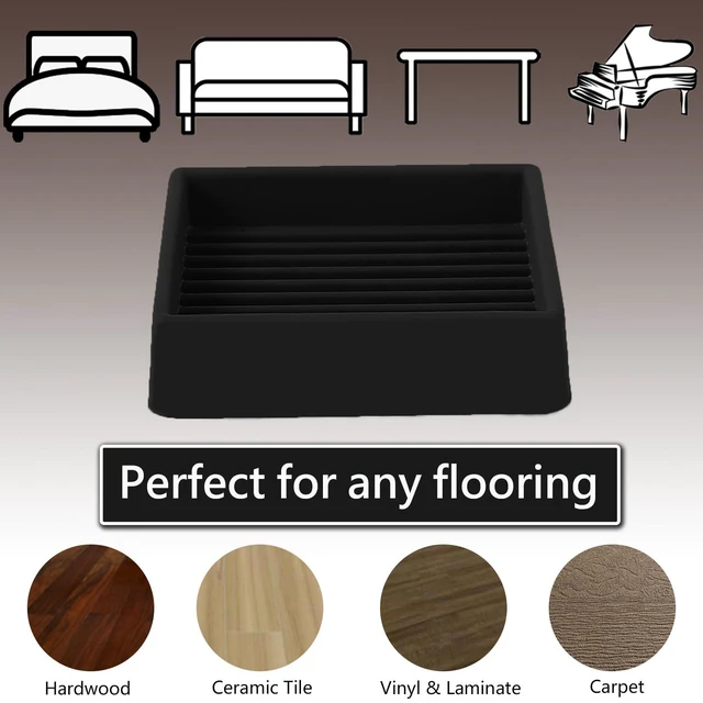 Alt view image 2 of 7 - Non Slip Furniture Caster Cups Coasters Pads for Hardwood Floors, 2x2 | flexible rubber, durable, prevent furniture from sliding, easy to install, protect all flooring type