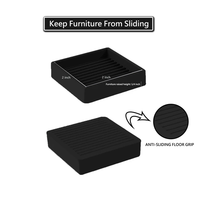 Alt view image 6 of 7 - Non Slip Furniture Caster Cups Coasters Pads for Hardwood Floors, 2x2 | flexible rubber, durable, prevent furniture from sliding, easy to install, protect all flooring type