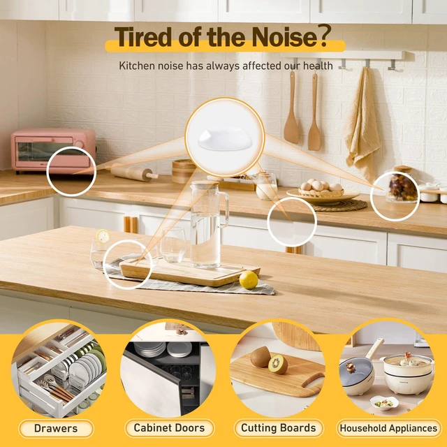 Alt view image 5 of 7 - Silicone 200 Pcs Cabinet Door Bumpers Round, Self Adhesive Bumpers | 3/8" Diameter Clear Cupboard Door Drawer Bumpers, Noise Dampening, Ideal for Kitchen Cabinets Cutting Boards Picture Frames